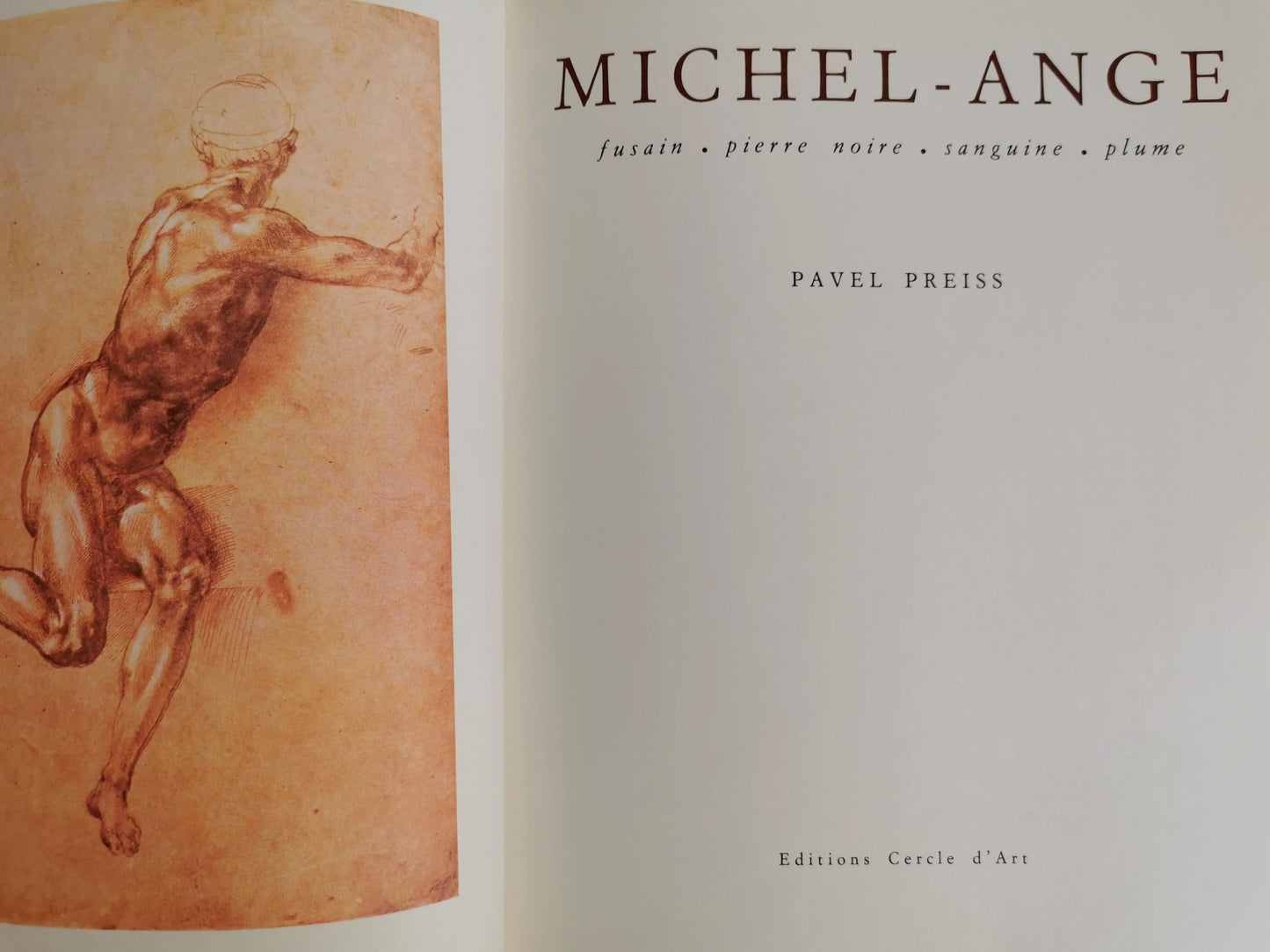 Michel-Ange, fusain -pierre noire - sanguine - plume, Pavel Preiss, Editions Cercle d'Art, 1976.