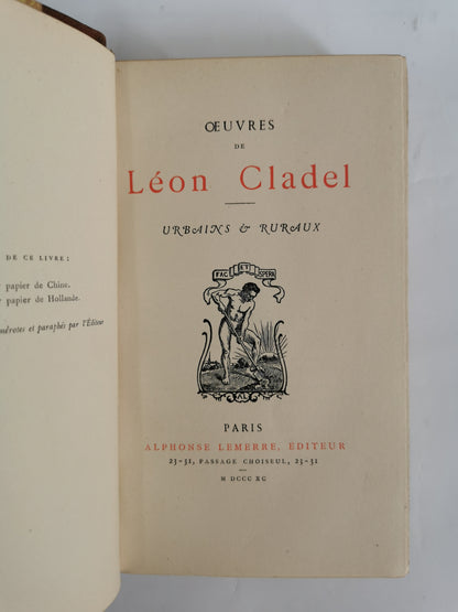 Urbains et ruraux, Léon Cladel, ed. Alphonse Lemerre, 1890.