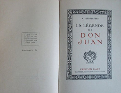 La Légende de Don Juan, A. T'Serstevens, H. Piazza, 1924.